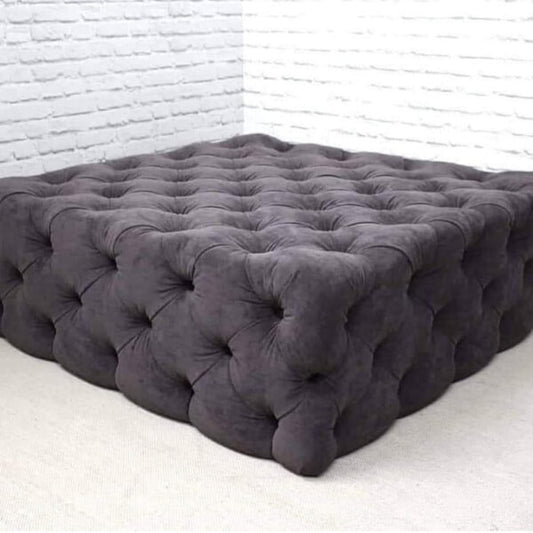 Chesterfield Deep Button Footstool Coffee Table Pouffe – Luxurious Upholstered Ottoman in Multiple Sizes
