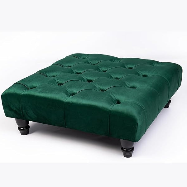 Chesterfield Footstool Coffee Table Footrest Plush Velvet Fabric & Deep Matching Buttons Upholstered Pouffe Strong and Durable Footstool 50cm (L) x 50cm (W) x 15cm (H)