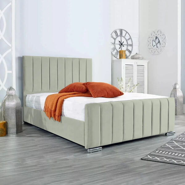 Panel Plush Velvet Upholstered Bed Frame 3ft 4ft6 Double 5ft King