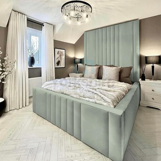 Luxury High Headboard Bed Ottoman