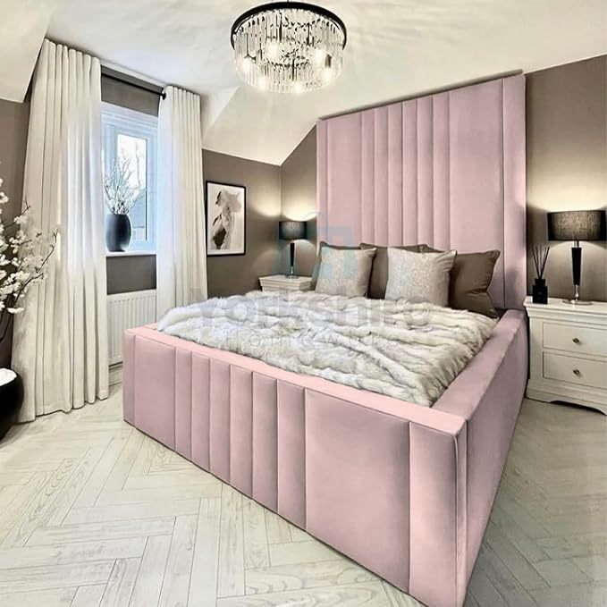 Luxury High Headboard Bed Ottoman