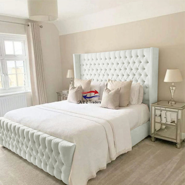 Osaka Chesterfield Ottoman Storage Gas Lift Winged Bed Frame Velvet Upholstered