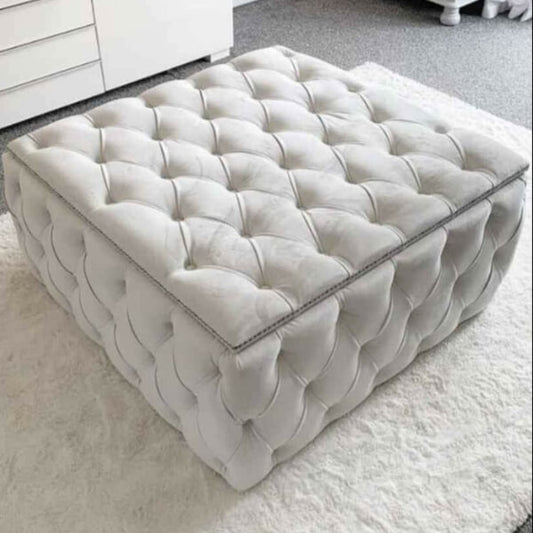 36" Square Upholstered Chesterfield Footstool Coffee Table Pouffe Seat Storage