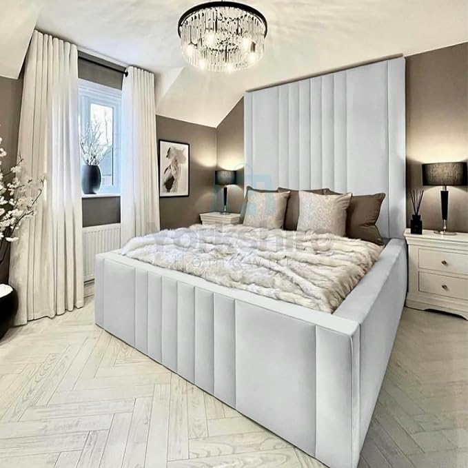 Luxury High Headboard Bed Ottoman