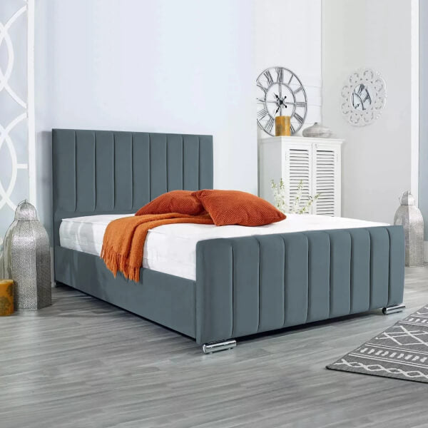 Panel Plush Velvet Upholstered Bed Frame 3ft 4ft6 Double 5ft King