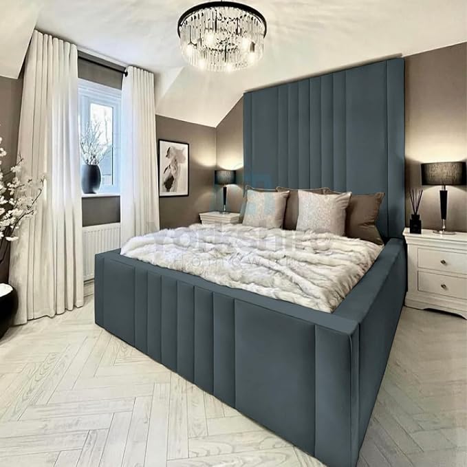 Luxury High Headboard Bed Ottoman