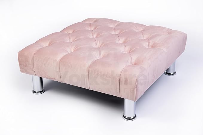 Chesterfield Footstool Coffee Table Footrest Plush Velvet Fabric & Deep Matching Buttons Upholstered Pouffe Strong and Durable Footstool 50cm (L) x 50cm (W) x 15cm (H)
