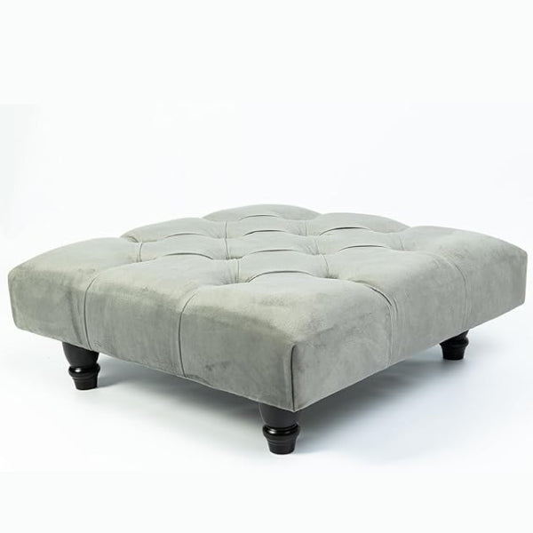 Chesterfield Footstool Coffee Table Footrest Plush Velvet Fabric & Deep Matching Buttons Upholstered Pouffe Strong and Durable Footstool 50cm (L) x 50cm (W) x 15cm (H)