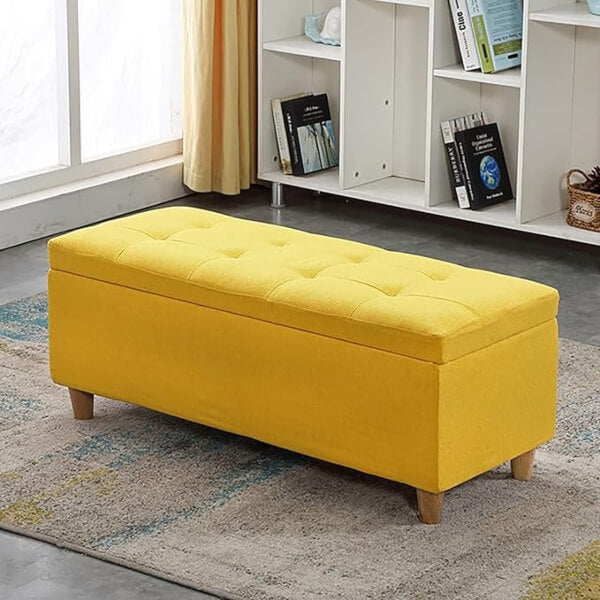 Aurea Button Tufted Storage Ottoman Bench – Modern Upholstered Design (Available in Different Colours & Sizes)