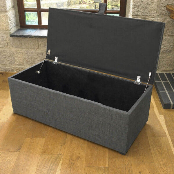 Ottoman Storage Toy Blanket Bed Box Seating Stool paneled padded Pouffe Seat