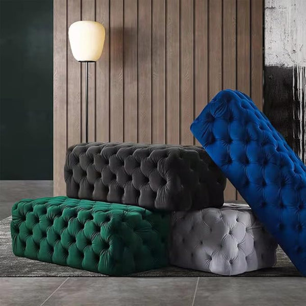 Velora Tufted Velvet Ottoman Bench – Modern Upholstered End-of-Bed Bench (Available in Different Colours & Sizes)