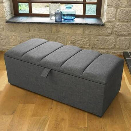 Ottoman Storage Toy Blanket Bed Box Seating Stool paneled padded Pouffe Seat