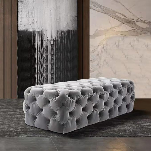 Velora Tufted Velvet Ottoman Bench – Modern Upholstered End-of-Bed Bench (Available in Different Colours & Sizes)