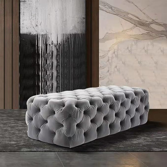 Velora Tufted Velvet Ottoman Bench – Modern Upholstered End-of-Bed Bench (Available in Different Colours & Sizes)