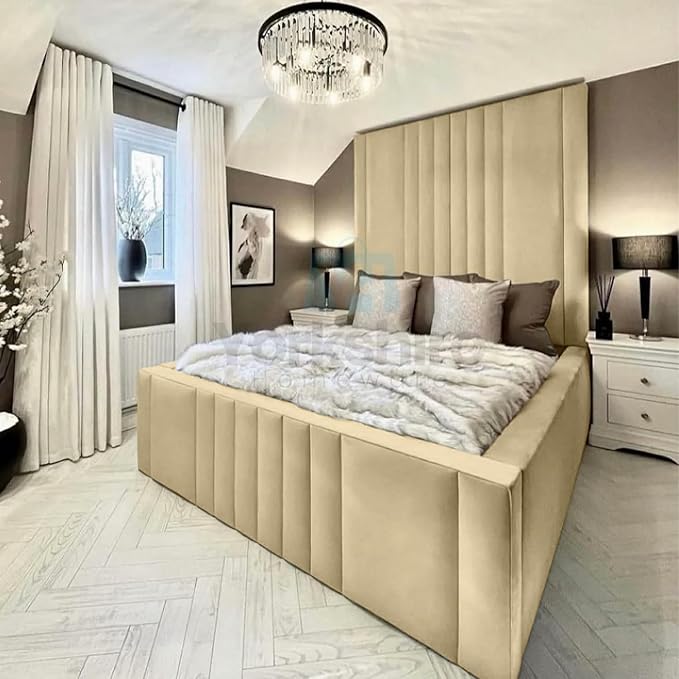 Luxury High Headboard Bed Ottoman