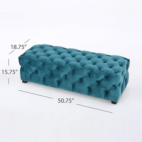 Compact Folding Ottoman Footstool – Teal Upholstered Small Foot Rest for Living Room or Office