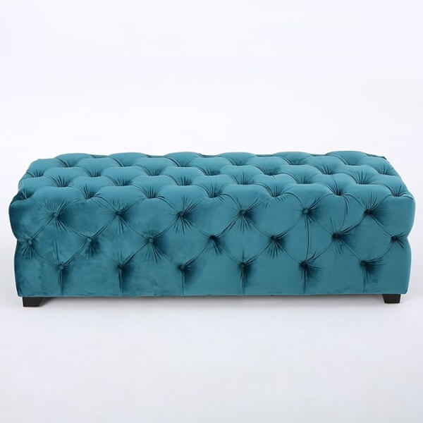 Compact Folding Ottoman Footstool – Teal Upholstered Small Foot Rest for Living Room or Office