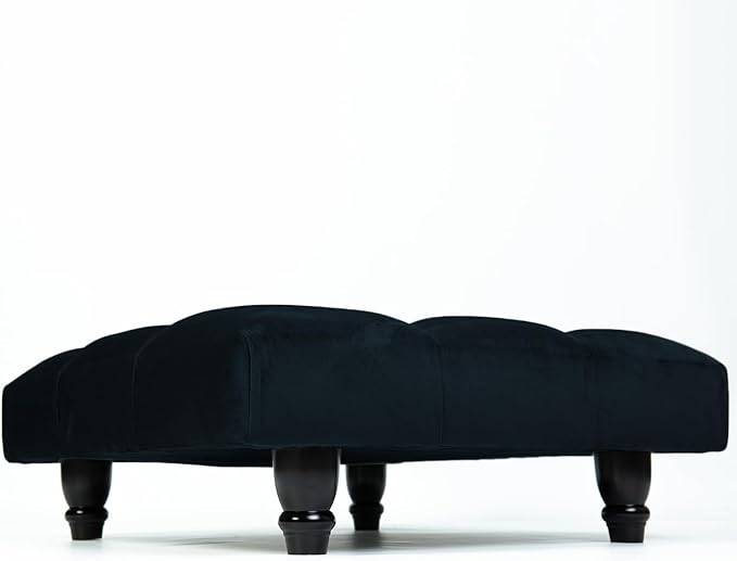 Chesterfield Footstool Coffee Table Footrest Plush Velvet Fabric & Deep Matching Buttons Upholstered Pouffe Strong and Durable Footstool 50cm (L) x 50cm (W) x 15cm (H)
